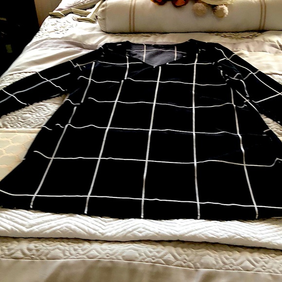 SHEIN Dresses & Skirts - 2/30🌻Black &White large check dress/top long sleeve M